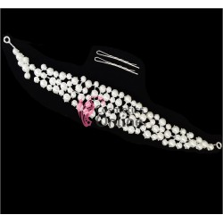 Tiara Ti005BB argintie pentru mirese cu perle albe + 2 agrafe